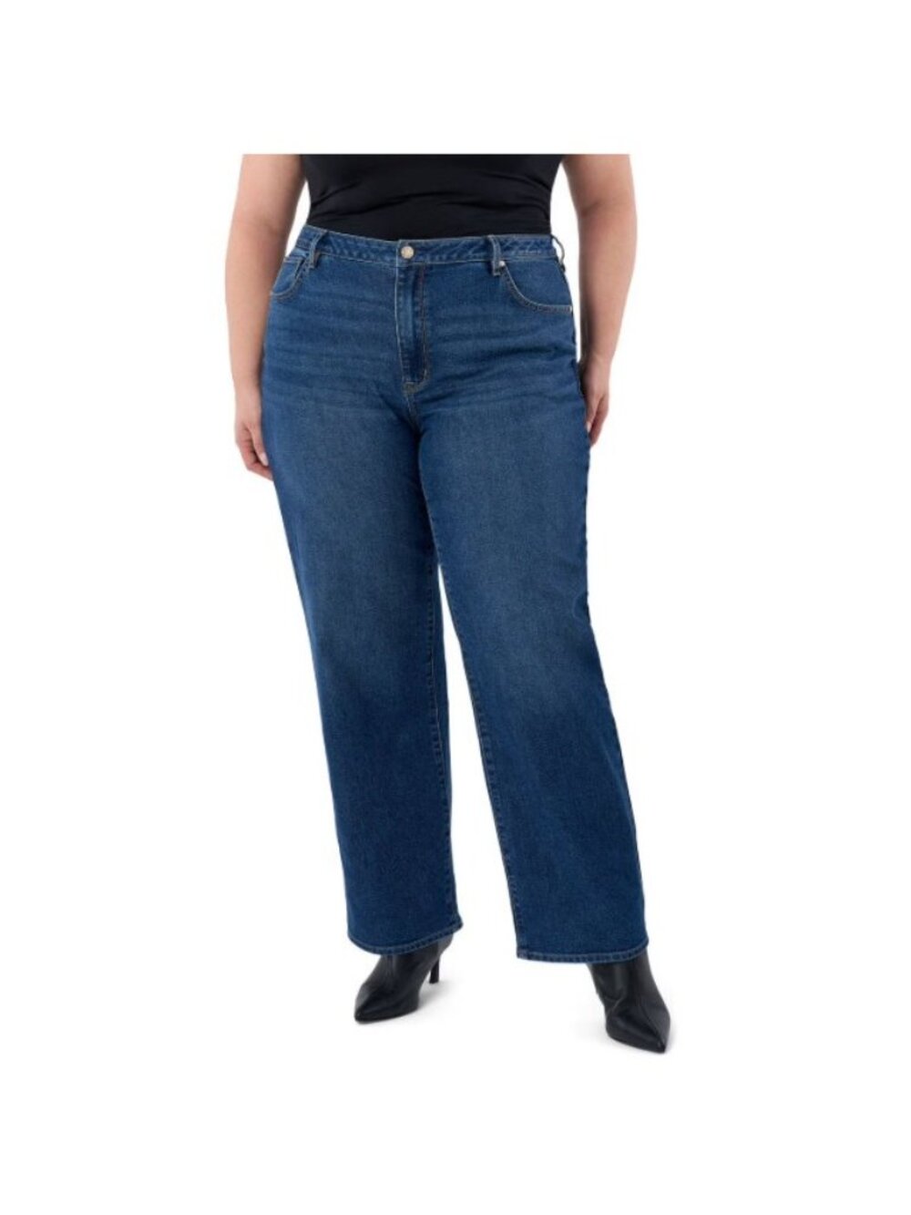 Seven7 Women's Loose Straight Jeans-Dark Wash-Size 22
